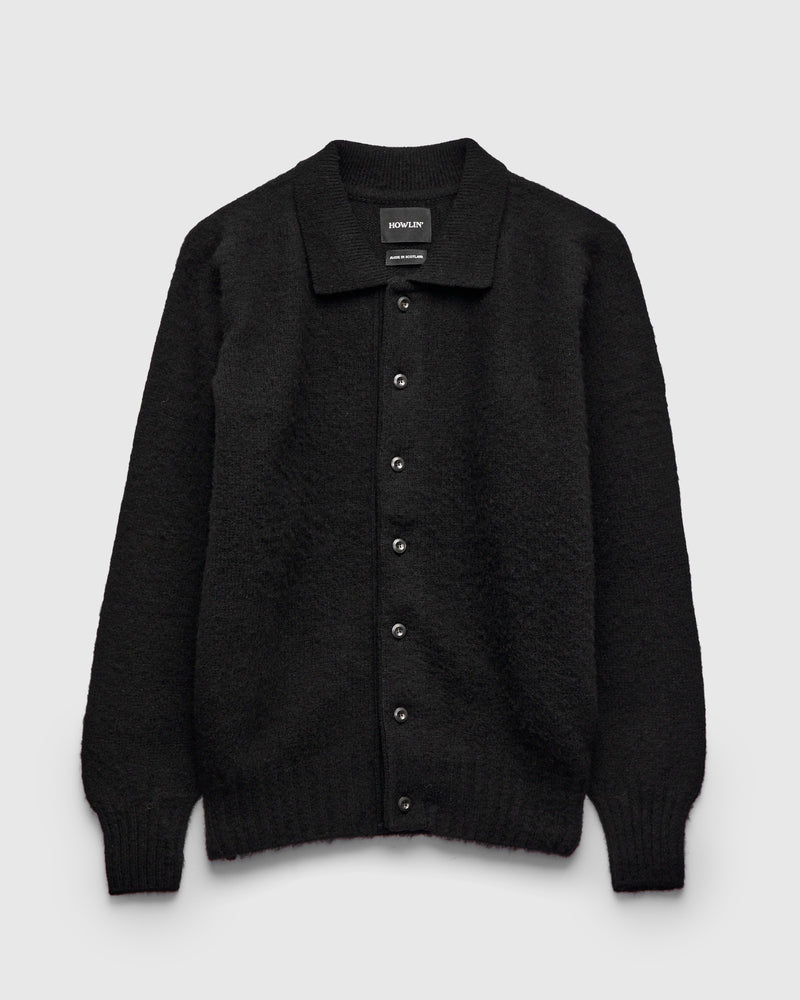 "Creatures of the Howlin' Moon" Wool Knit Cardigan in Black