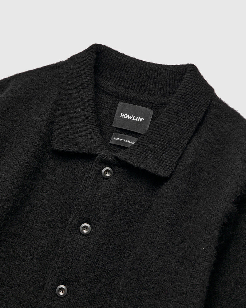 "Creatures of the Howlin' Moon" Wool Knit Cardigan in Black