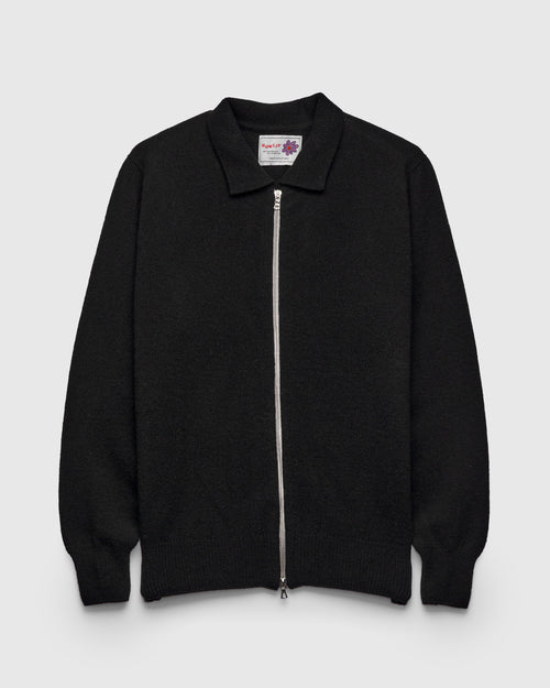 "High Pressure" Wool Zip Cardigan in Black