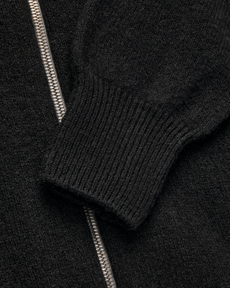 "High Pressure" Wool Zip Cardigan in Black
