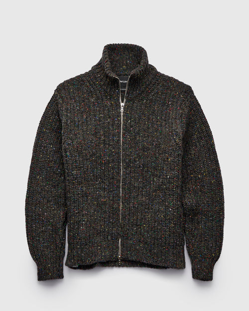 "Loose Ends" Wool Knit Cardigan in Astro