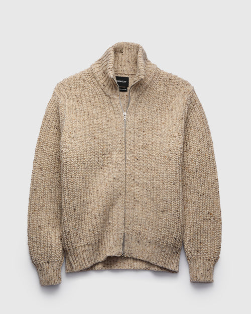 "Loose Ends" Wool Knit Cardigan in Biscuit