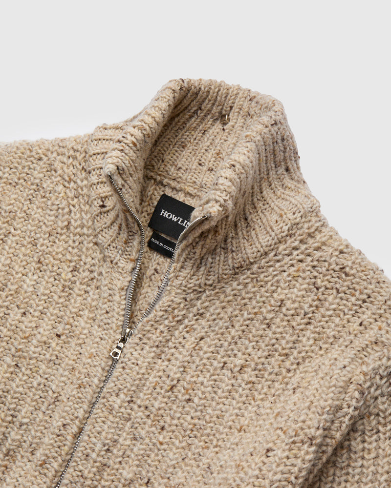 "Loose Ends" Wool Knit Cardigan in Biscuit