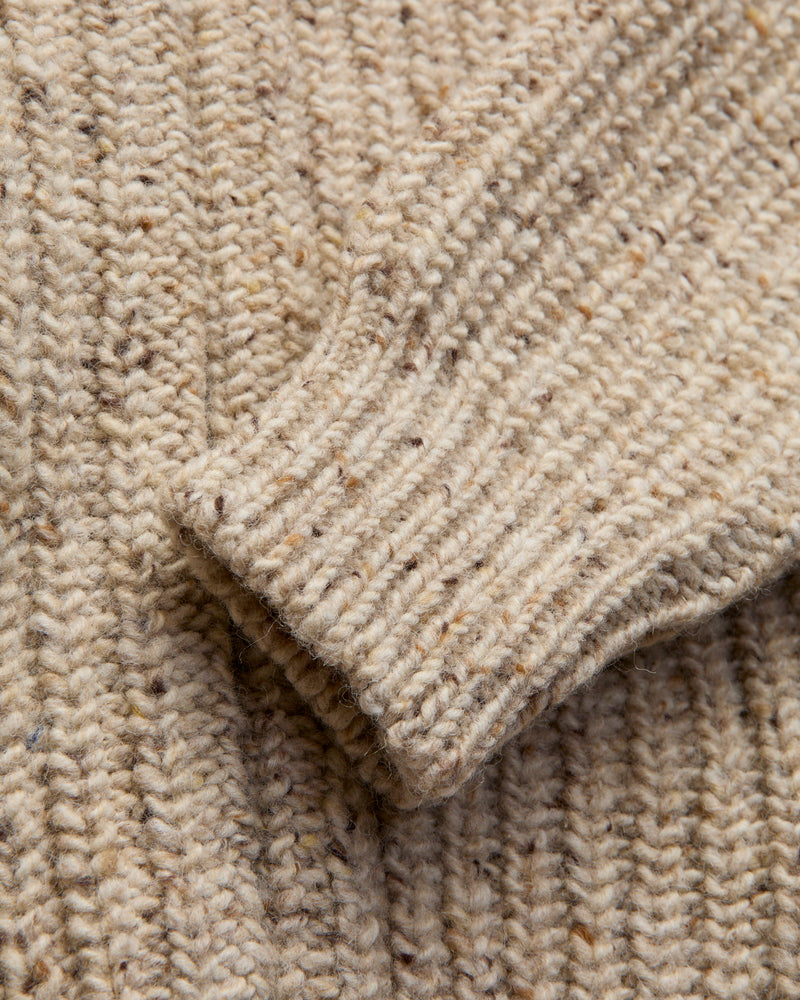 "Loose Ends" Wool Knit Cardigan in Biscuit