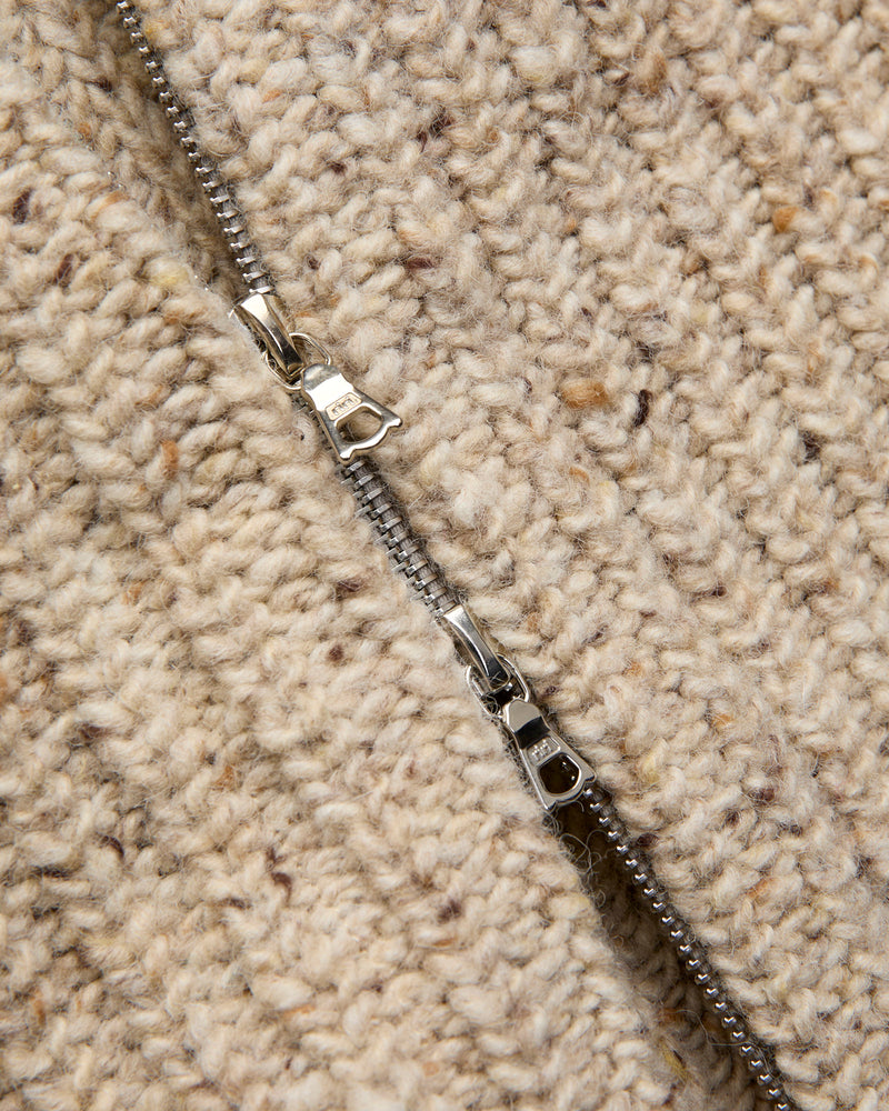 "Loose Ends" Wool Knit Cardigan in Biscuit