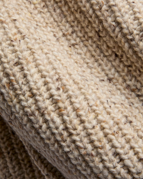 "Loose Ends" Wool Knit Cardigan in Biscuit