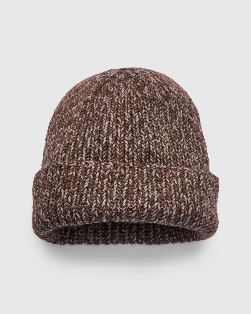 Watch Cap in Brown Alpaca/Walnut Cotton