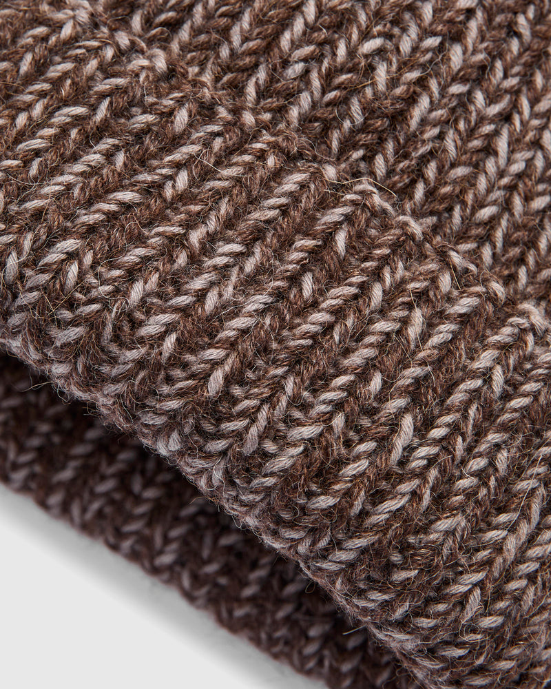 Watch Cap in Brown Alpaca/Walnut Cotton