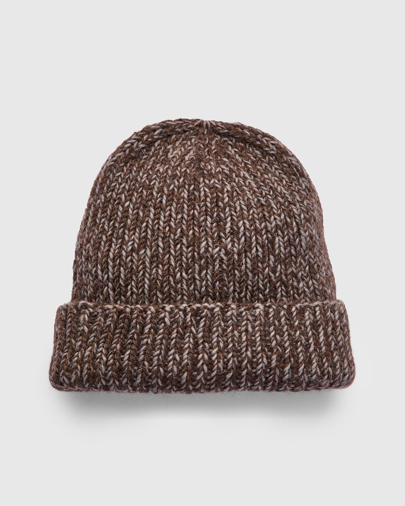 Watch Cap in Brown Alpaca/Walnut Cotton