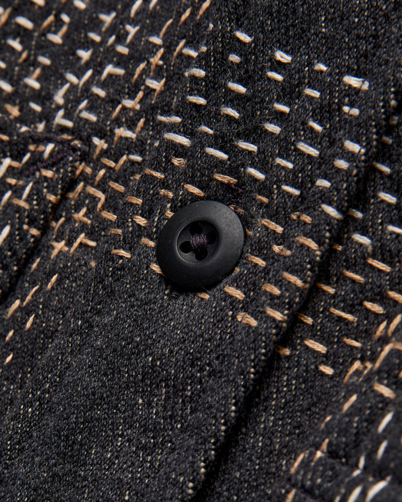 Hand Embroidered Ames Workshirt in Iron/Acacia Denim