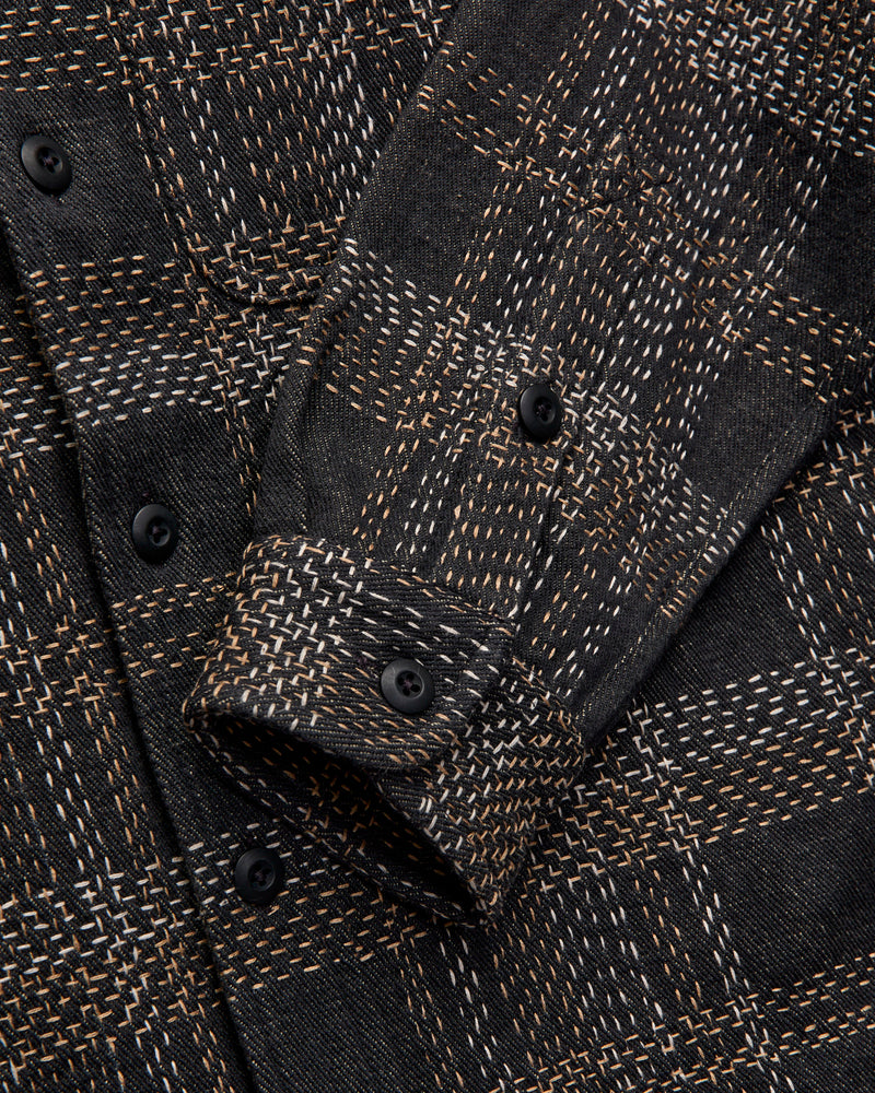 Hand Embroidered Ames Workshirt in Iron/Acacia Denim