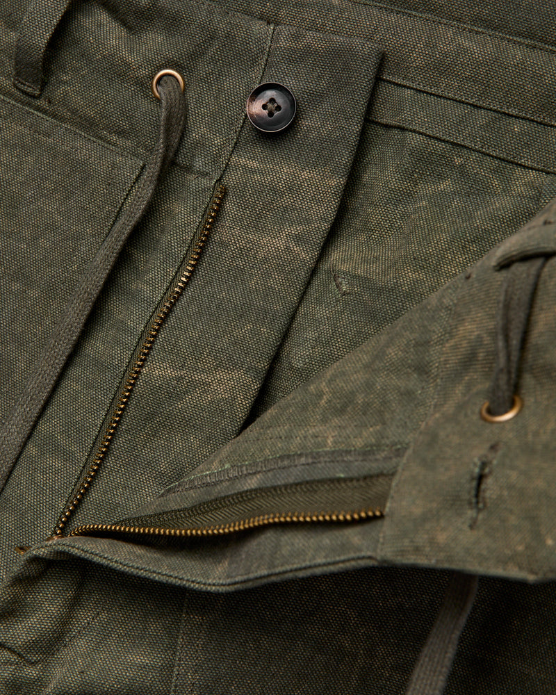 Raka Pants in Forest Green Crackle Canvas