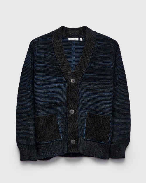 Ren Alpaca Cardigan in Black Dark Indigo