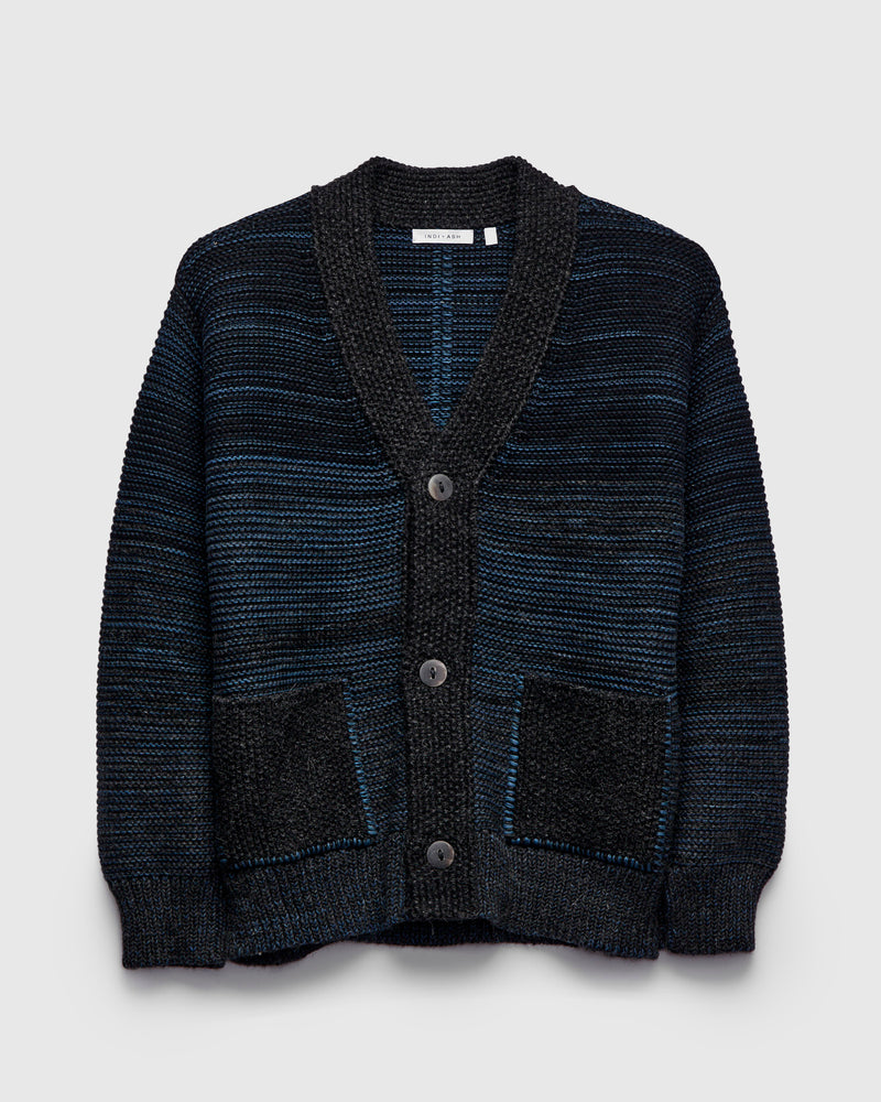 Ren Alpaca Cardigan in Black Dark Indigo