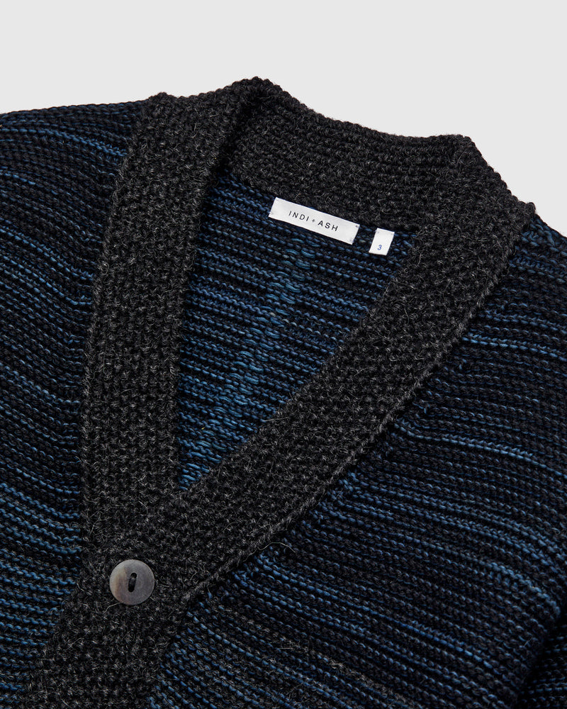 Ren Alpaca Cardigan in Black Dark Indigo
