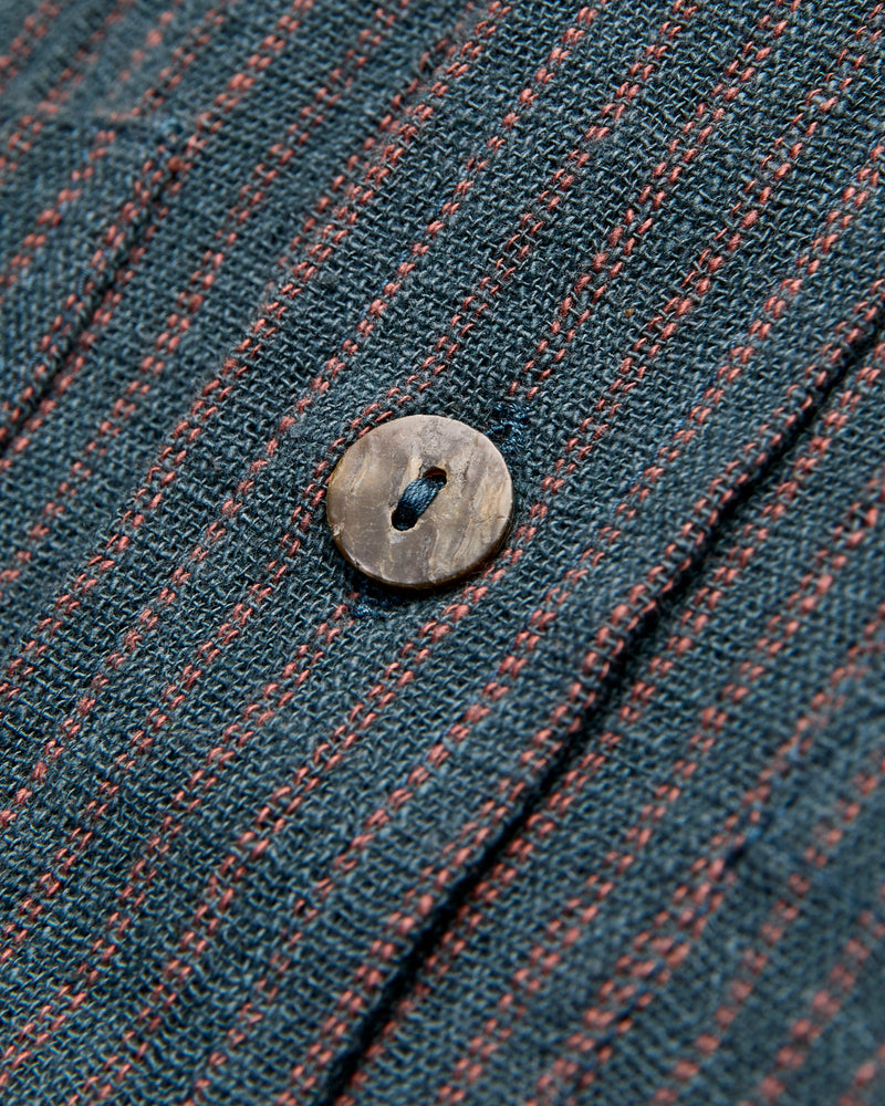 Rios Workshirt in Midnight Teal/Clay Ticking Stripe