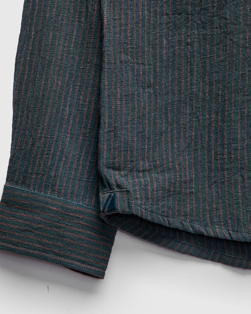 Rios Workshirt in Midnight Teal/Clay Ticking Stripe