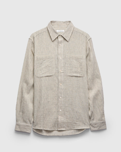 Rios Workshirt in Natural/Midnight Teal Ticking Stripe