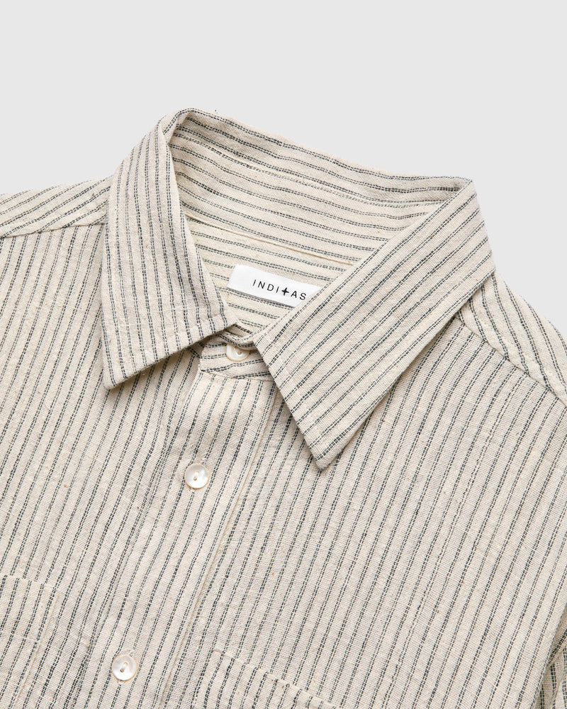 Rios Workshirt in Natural/Midnight Teal Ticking Stripe