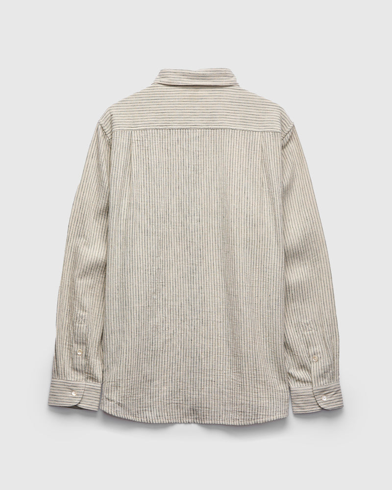 Rios Workshirt in Natural/Midnight Teal Ticking Stripe