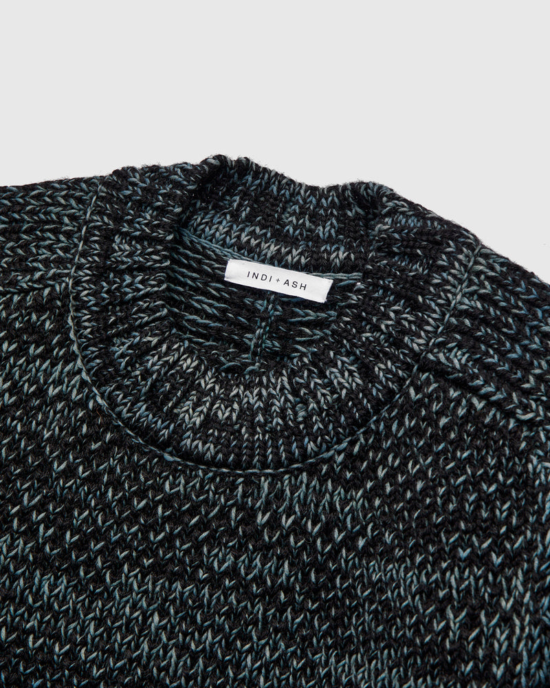 Spencer Thermal in Black Alpaca/Teal Cotton