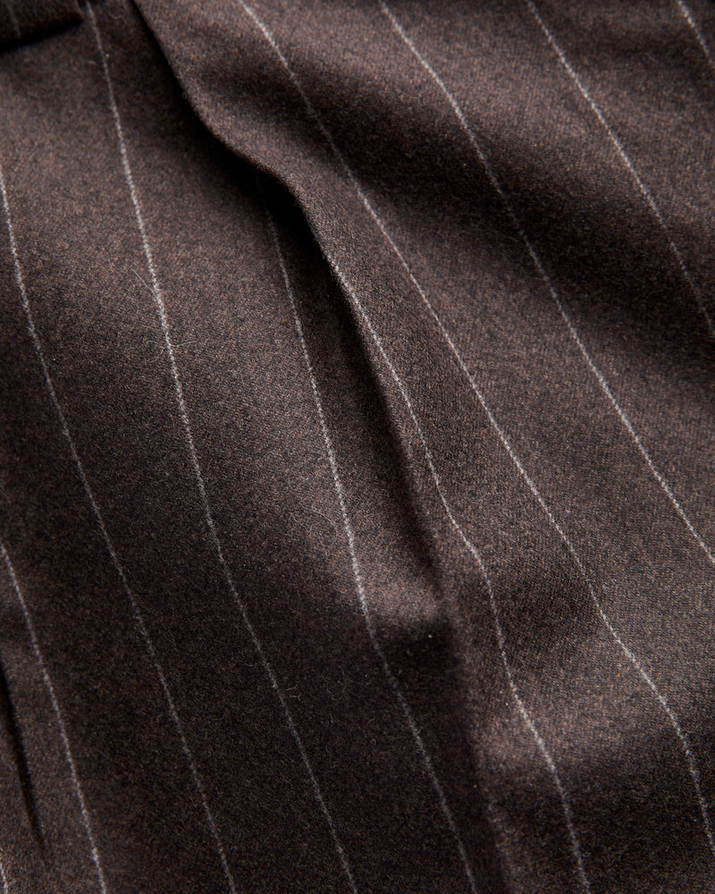 2-Pleat Wool Trousers in Top Brown Stripe