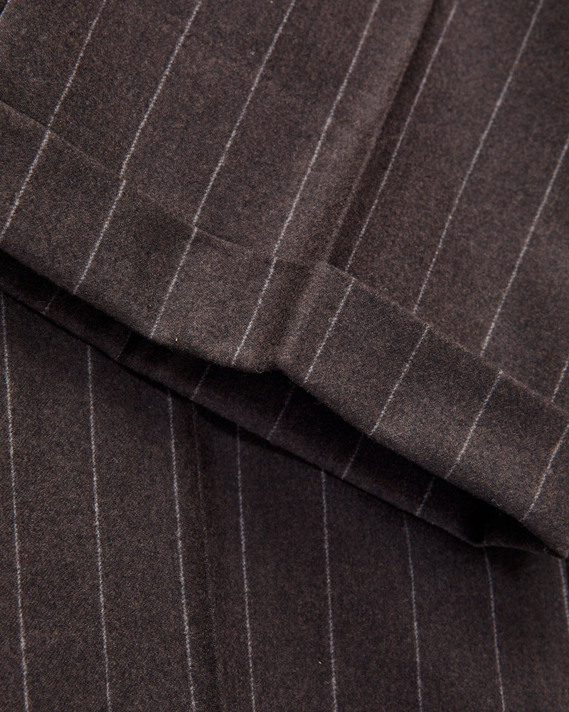 2-Pleat Wool Trousers in Top Brown Stripe