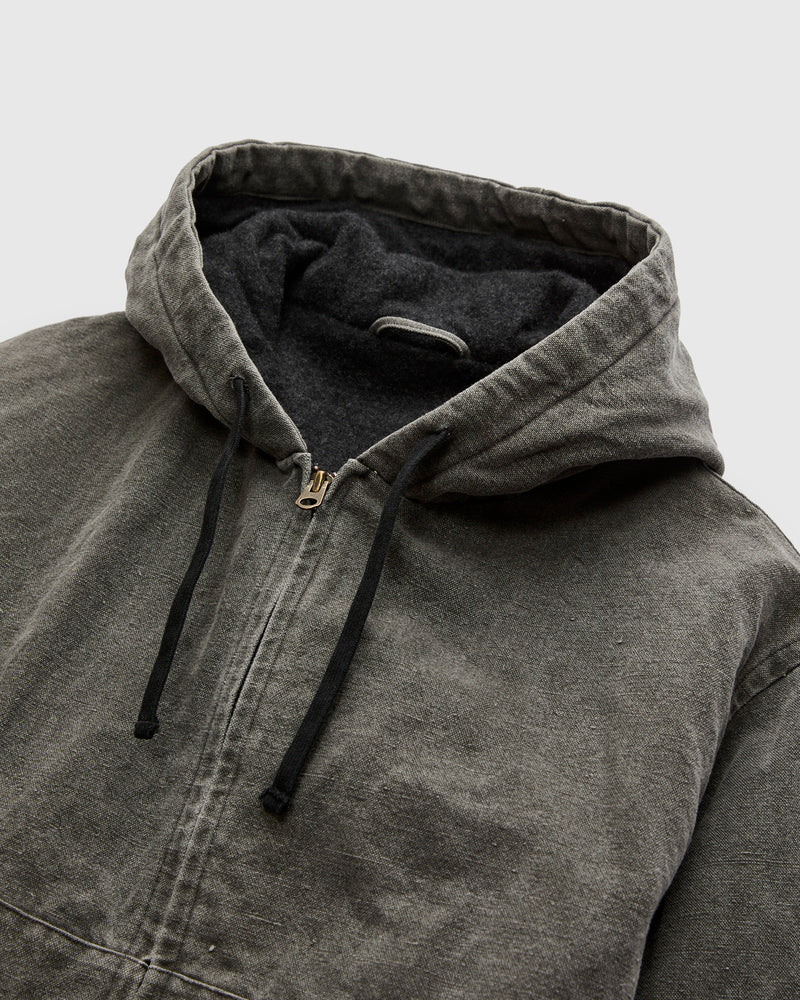 Cotton Hemp Hoody Jacket in Sumi