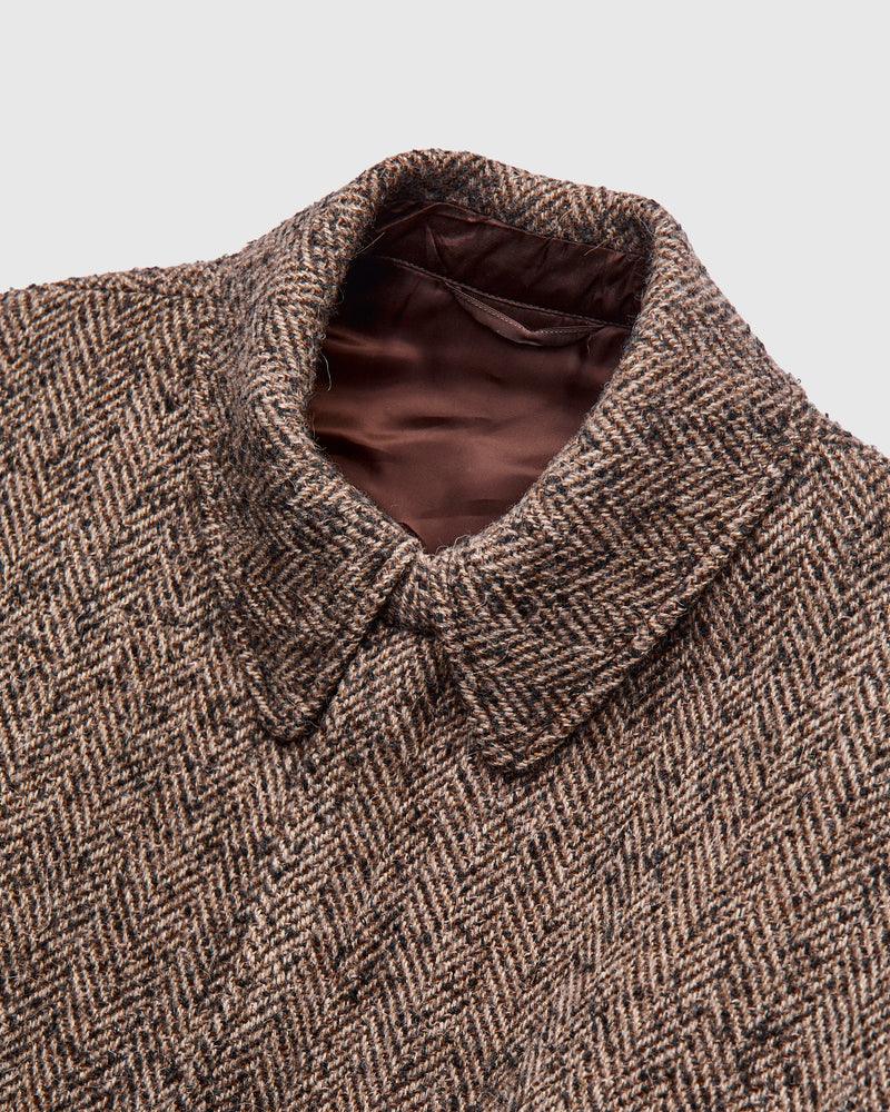 Flight Jacket in Brown Herringbone