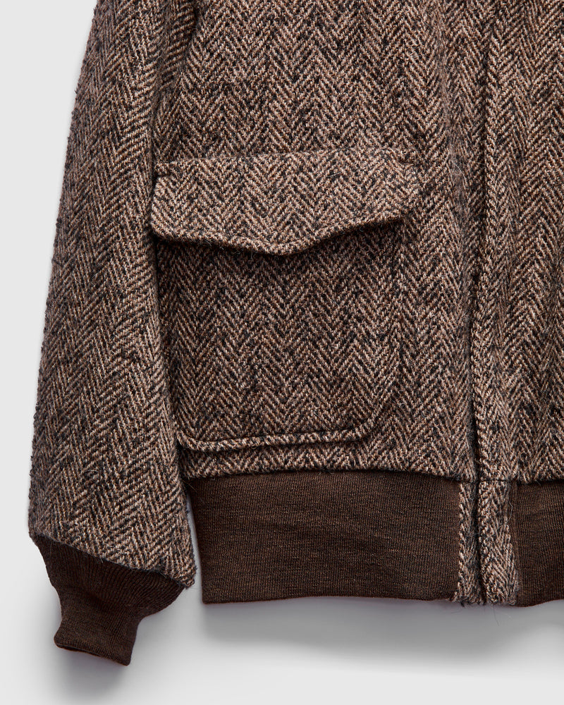 Flight Jacket in Brown Herringbone