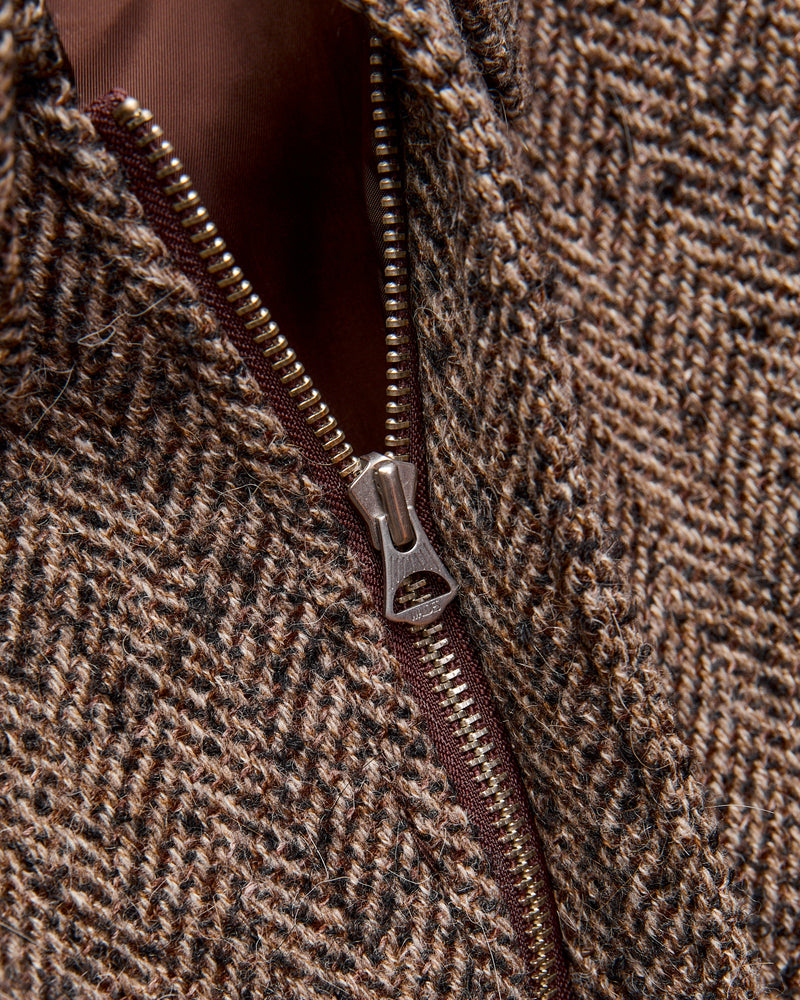 Flight Jacket in Brown Herringbone