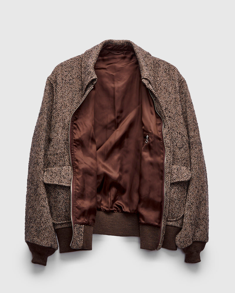 Flight Jacket in Brown Herringbone