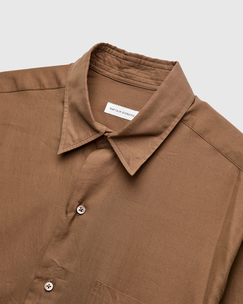 Silk Regular Collared Shirt in Brown