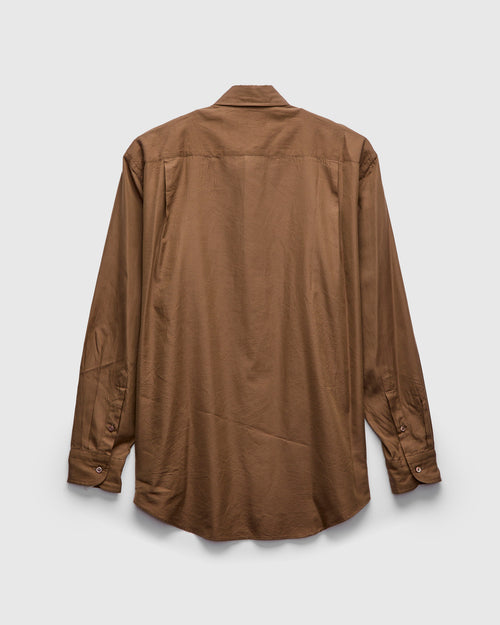 Silk Regular Collared Shirt in Brown