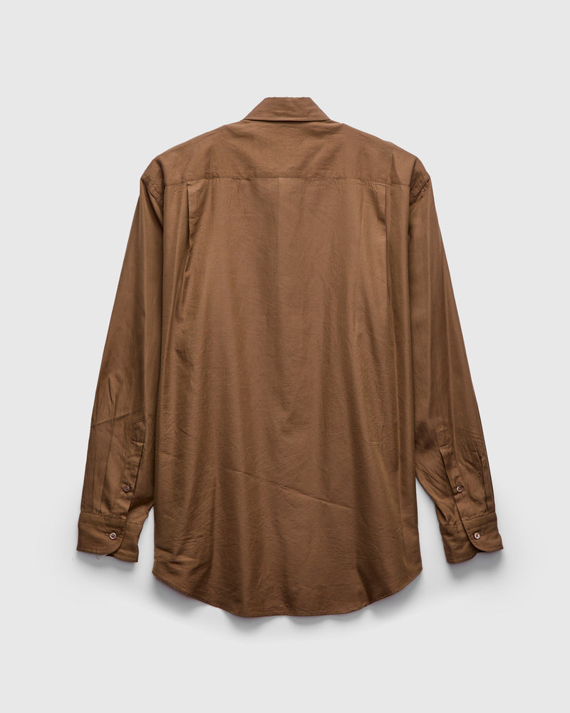 Silk Regular Collared Shirt in Brown
