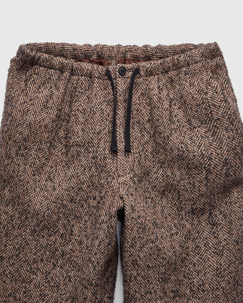 Walk Easy Trouser in Brown Herringbone