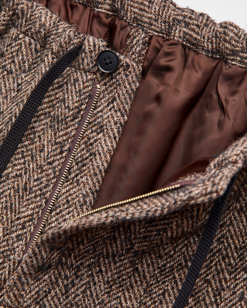 Walk Easy Trouser in Brown Herringbone