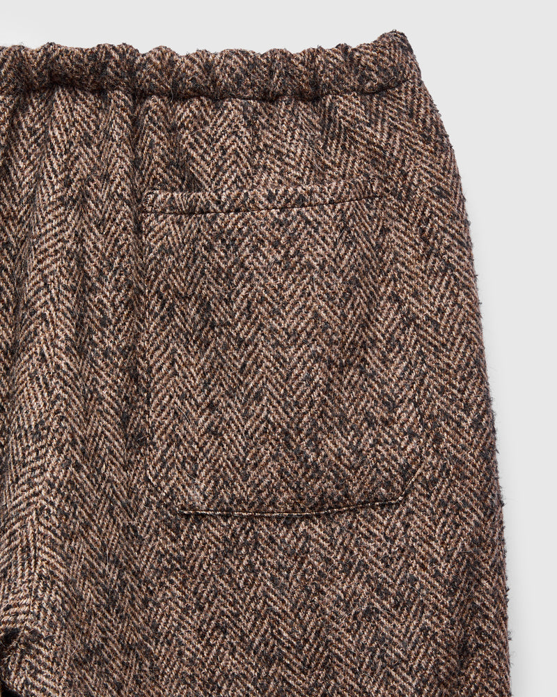 Walk Easy Trouser in Brown Herringbone