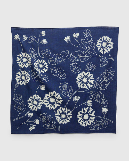 Chrysanthemum Bandana in Natural Indigo