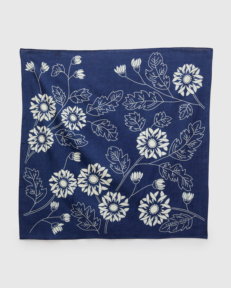Chrysanthemum Bandana in Natural Indigo