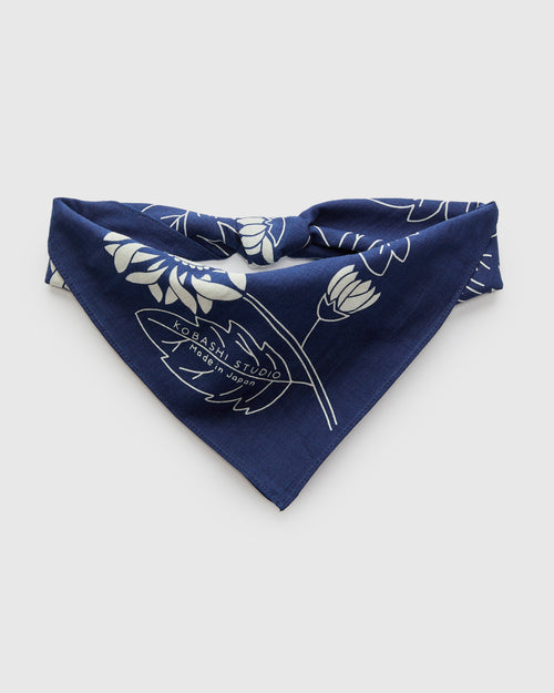 Chrysanthemum Bandana in Natural Indigo