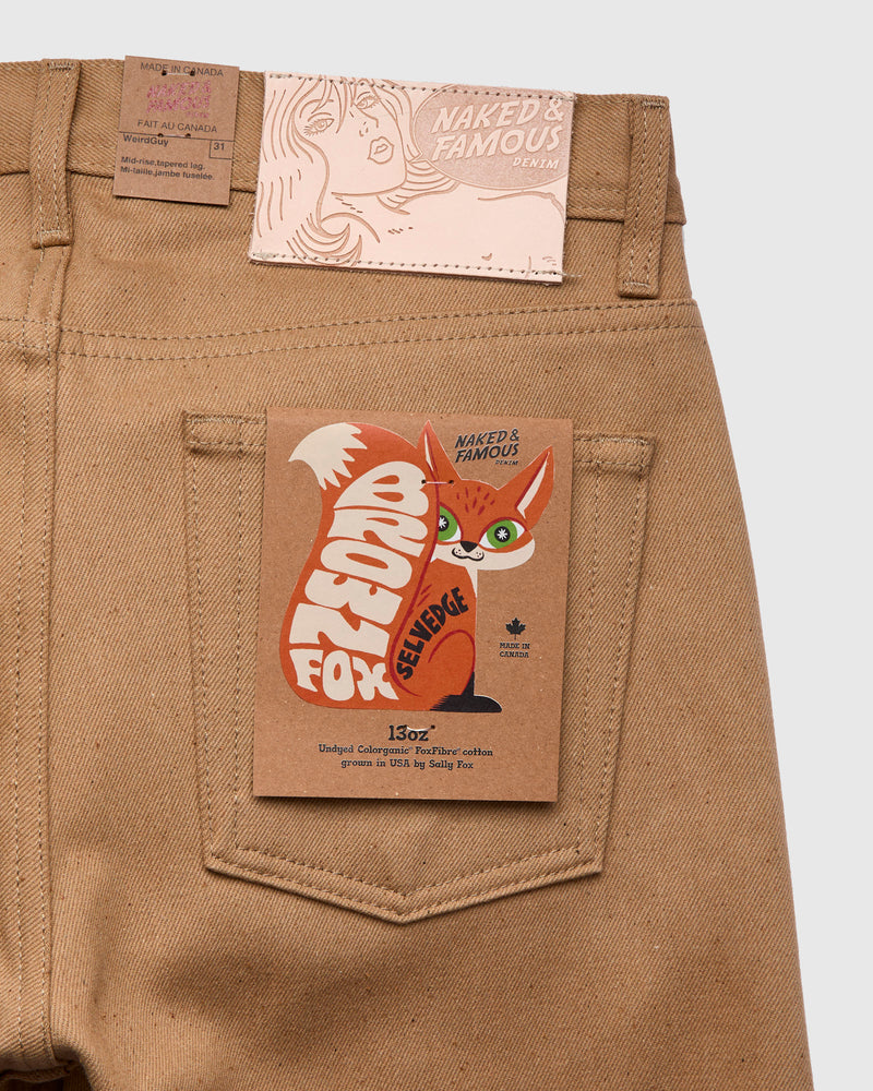 "Brown Fox" 13oz FoxFibre® Brown Selvedge Denim - Weird Guy Fit