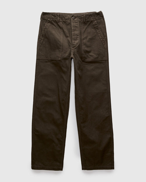 Brushed Flannel Straight Fatigue Pants in Coffee Brown