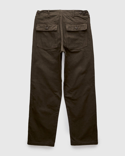 Brushed Flannel Straight Fatigue Pants in Coffee Brown