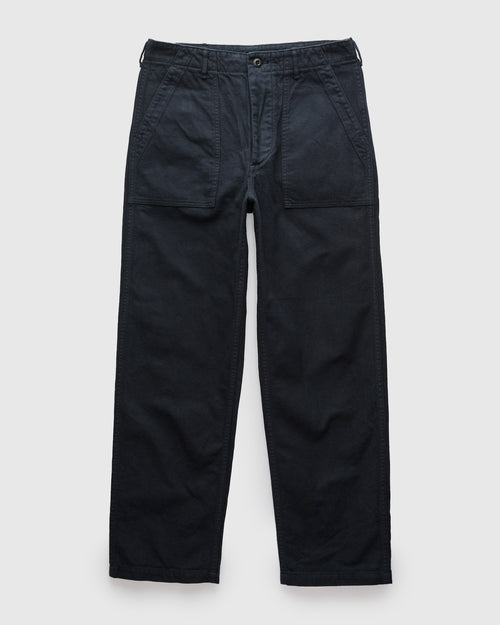 Brushed Flannel Straight Fatigue Pants in Dark Navy