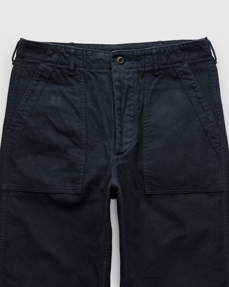 Brushed Flannel Straight Fatigue Pants in Dark Navy