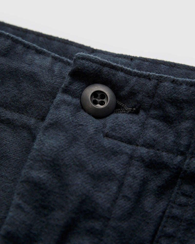 Brushed Flannel Straight Fatigue Pants in Dark Navy