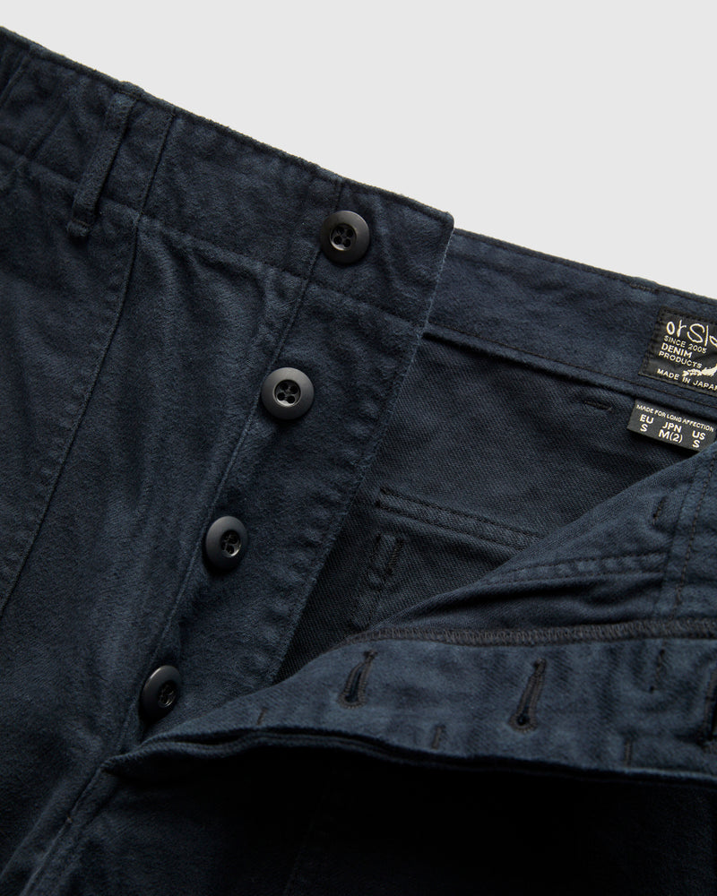 Brushed Flannel Straight Fatigue Pants in Dark Navy