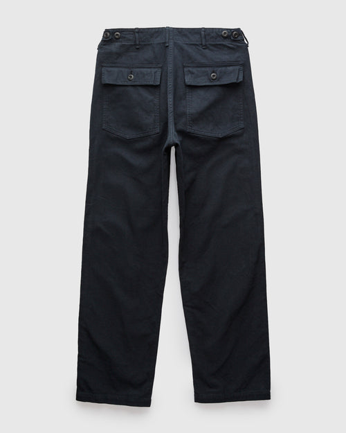 Brushed Flannel Straight Fatigue Pants in Dark Navy