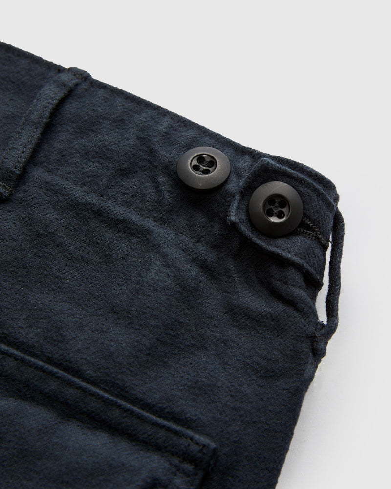 Brushed Flannel Straight Fatigue Pants in Dark Navy